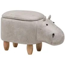 Beliani Tierhocker mit Stauraum Kunstleder 36 x 37 x 65 cm Grau