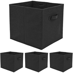 4er Set Aufbewahrungsbox für Kallax Regal - 33x38x33 Stoff Box mit Griff - Schwarz
