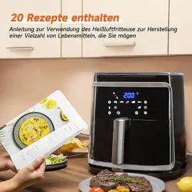 Aigostar - XXL-Luftfritteuse mit Staubschutz, 7 l Air Fryer, 1900 W und Warmhaltefunktion, Rezeptbuch im Lieferumfang enthalten, LED-Touch-Panel, doppelte
