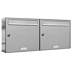 AL Briefkastensysteme Wandbriefkasten 2er Premium Edelstahl Briefkasten Anlage für Außen Wand 2×1 grau