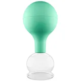 PULOX Schröpfglas aus Echtglas mit Saugball in Grün, 40mm - Medizinische Profi-Schröpfgläser
