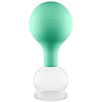 PULOX Schröpfglas aus Echtglas mit Saugball in Grün, 40mm - Medizinische Profi-Schröpfgläser
