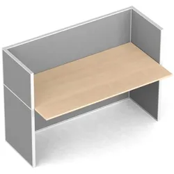Tischtrennwand-Set mit Tisch, Textil, 1 Platz, Birke