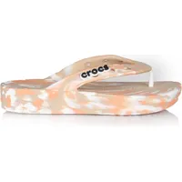 Crocs Platform Marbled Flip W Damenschuhe Hausschuhe Pantolette Mehrfarbig Freizeit, Schuhgröße:42 EU - Weiß/Orange - 42