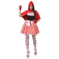 Karneval-Klamotten Zombie-Kostüm »Blutiges Rotkäppchen Damen Kostüm«, Frauenkostüm Halloween, Klassisch in rot-weiß mit Kapuzenumhang rot|schwarz|weiß 36-38