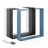 HOLZBRINK Sitzbank Tischgestell Möbelfüße Tischuntergestell inkl. Bodenschoner HLT-05 (Tischkufen), Tischkufen Industriestahl pulverbeschichtet grau 40 cm x 43 cm