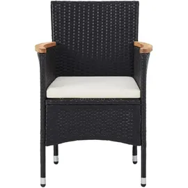 vidaXL 5-tlg. Garten-Essgruppe Poly Rattan und Massivholz Schwarz