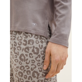 TOM TAILOR Damen Pyjama mit Leo-Print, grau, Animalprint, Gr. S/36