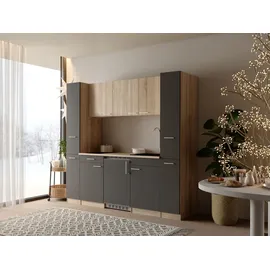 Respekta Küchenzeile Ingrid 210 cm Grau