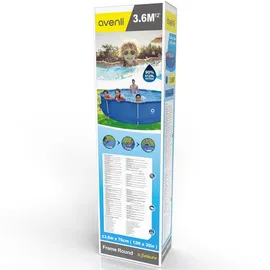 Avenli Frame Pool Runder Stahlrahmenpool 360 x 76 cm Blau ohne Pumpe mit Anleitung
