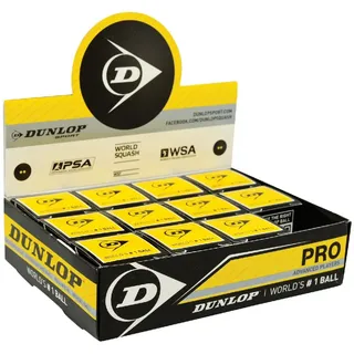 Dunlop Squashball Pro (2 gelbe Punkte, Speed sehr langsam) schwarz - 12 Bälle im Karton