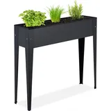 Relaxdays Schwarzes Hochbeet aus Metall schmal - Schwarz