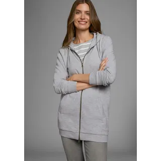 FLASHLIGHTS Sweatjacke in langer Form mit Zipper, Gr. 40/42, hellgrau-meliert, , 83115146-40