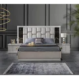 JVmoebel Schlafzimmer-Set Schlafzimmer Set Bett mit 2x Nachttische Komplett luxus Einrichtung, (3-tlg., 3tlg Set (Bett +2x Nachttische), Made in Europa weiß