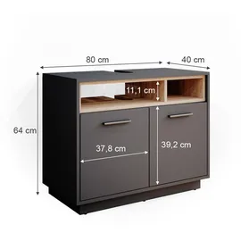 Vicco Waschbeckenunterschrank Beatrice 80 x 64 cm Anthrazit