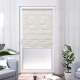 K-HOME Doppelrollo Madrid 115 x 200 cm Wellen Design beige/weiß