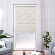 K-HOME Doppelrollo Madrid 115 x 200 cm Wellen Design beige/weiß