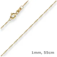 Schmuck Krone Goldkette 1mm Singapurkette aus 333 Gelbgold 55cm, Gold 333 goldfarben
