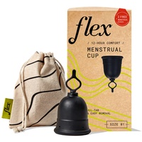 Flex Cup Menstruationstassen-Set (Größe 01) | Alternative zu Tampon und Binde | bis zu 12 Stunden tragbar | Wiederverwendbare Menstruationstasse + 2 kostenlose Menstruationsscheiben