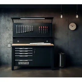 feistos Werkbank Holz/Metall/Stahl schwarz 124 kg