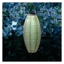 MARELIDA LED Solar Lampions mit Blumenmuster grün Party Balkon Terrasse 2St