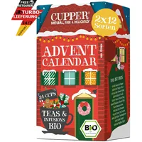 Cupper Bio Tee Adventskalender 2025 Geschenk Weihnachtskalender 24 Teebeuteln