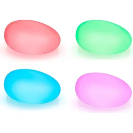 meineWunschleuchte 2er Set LED Solarsteine Garten Deko Weiß mit RGB Farbwechsel, Breite 40cm