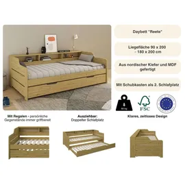 OTTO home Kinderbett Reete1 90 x 200 cm Kiefer massiv beige