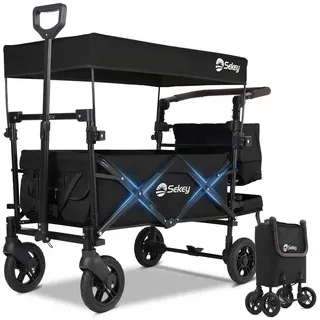 Sekey Bollerwagen Faltbar 150kg Traglast, 122x58x112cm (L/B/H), Schwarz