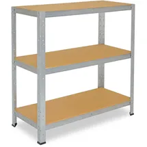 shelfplaza HOME 100x80x45 cm Schwerlastregal in verzinkt mit 3 Böden und 175 kg Traglast pro Boden