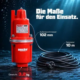 Hecht Tiefbrunnenpumpe 3166 600W 1400 l/h 70 m Förderhöhe