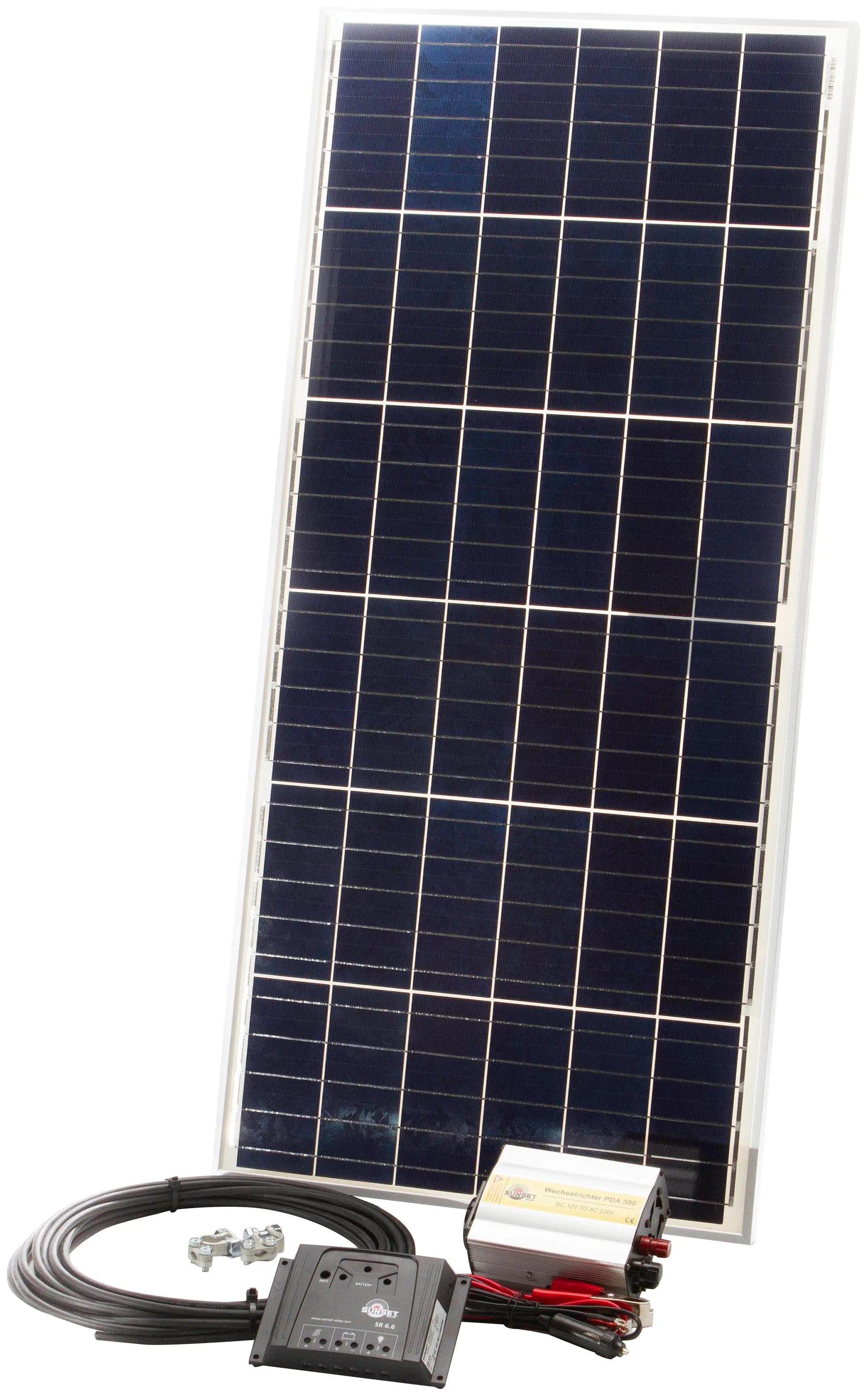 SUNSET Solarmodul "Einsteiger-Stomset 45 Watt, 230 V" Solarmodule für den Freizeitbereich schwarz (baumarkt) Solartechnik