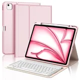 IVEOPPE Tastatur für iPad Air 13 2024 (M2), Hülle mit Tastatur für iPad Air 13", Magnetisch Abnehmbare Bluetooth QWERTZ Tastatur für iPad Air 13 Zoll (M2) 2024, Rosa