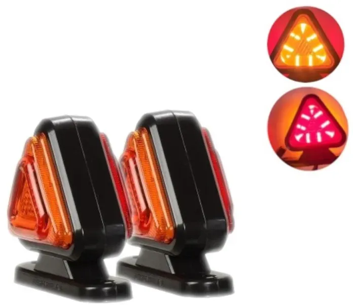 2er-Set 18-LED Mini-Positionsleuchten (LED), hornförmig, 12–24V, gelb-rot, dreieckig, Neon E