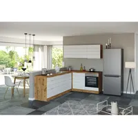 Held Winkelküche L-Form 240 x 180 cm weiß Eiche