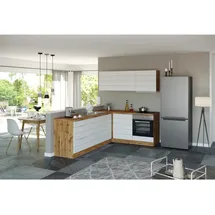 Held Winkelküche L-Form 240 x 180 cm weiß Eiche