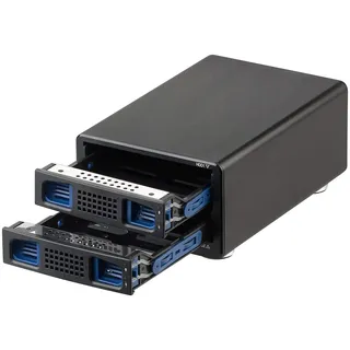 Xystec HDD Gehäuse: 2-Fach-Festplatten-Gehäuse für 3,5"- & 2,5"-SATA, USB 3.0, RAID