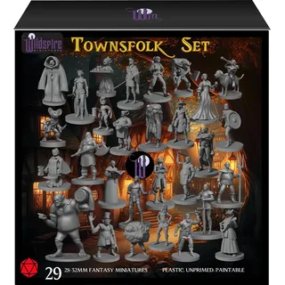 29 Heroic Townsfolk Fantasy Miniaturen für DND Miniaturen Dungeons and Dragons Starterset D&D Minis Tischplatte unlackierte Miniaturen DND Figuren Bulk Figuren D&D Miniaturen