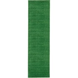 morgenland Läufer GABBEH FEIN UNI, Teppiche Gr. B/L: 80 cm x 300 cm, 18 mm, 1 St., grün (dunkelgrün) Teppichläufer pure Schurwolle Einfarbig, Wohnzimmer
