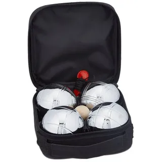 Relaxdays Boule Kugeln im Set Schwarz,Silber