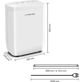 Trotec Raumentfeuchter elektrisch TTK 27 E – Leistung 12 L/Tag – Fläche 15 m2 / 37 m3 – Entfeuchtungsgerät mit Autoabschaltung