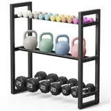 niffgaff Kurzhantelständer Verstellbarer 3-stufiger Hantel- und Kettlebellständer, (1-St), Gewichtsregal für Home Gym, platzsparend mit 163KG Tragkraft schwarz