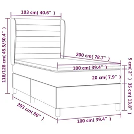 vidaXL Boxspringbett 100 x 200 cm Taupe