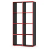 Vicco Raumteiler Standregal Bücherregal 8 Fächer Scutum Schwarz/Rot Hochregal