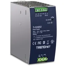 TRENDNET 240W 52V DC, 4.61A AC zu DC DIN-Schiene Industrielles Netzteil, eingebaute Leistungsfaktor-Controller-Funktion, extremer Betriebstemperaturbereich -25° - 70° C (-13° - 158°F), Silber,