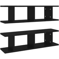 VidaXL Wandregale 2 Stk. Schwarz 75x18x20 cm Holzwerkstoff