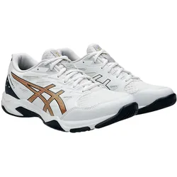 Asics Hallen-Indoorschuhe Gel Rocket 11 (multifunktional/Stabiltät) 2024 weiss/schwarz/gold Herren