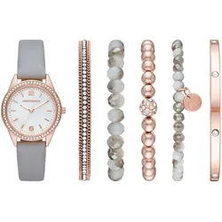 Quarzuhr SKECHERS, grau, Armbanduhren, Damen, Armbanduhr, Damenuhr, analog, Glassteine, Geschenkidee
