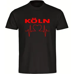 multifanshop Herren T-Shirt - Köln - Herzschlag - Druck rot - Männer