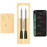 Fleischthermometer Bluetooth Grillthermometer Kabellos 2 Sonden Bratenthermometer Smart Meat Thermometer Sofortiges Auslesen und Wiederaufladbares Digital Küchenthermometer für Küche Grillen BBQ